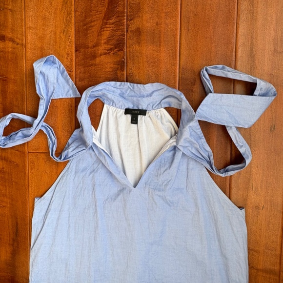 J. Crew Women's Oxfod Cotton Tie Neck Dress Size 12 Periwinkle-Blue - Picture 10 of 15
